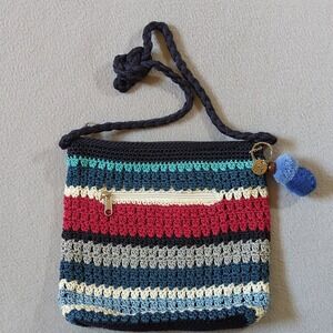 The Sak Originals Crochet Crossbody Bag Multi Color Striped Boho Flaw